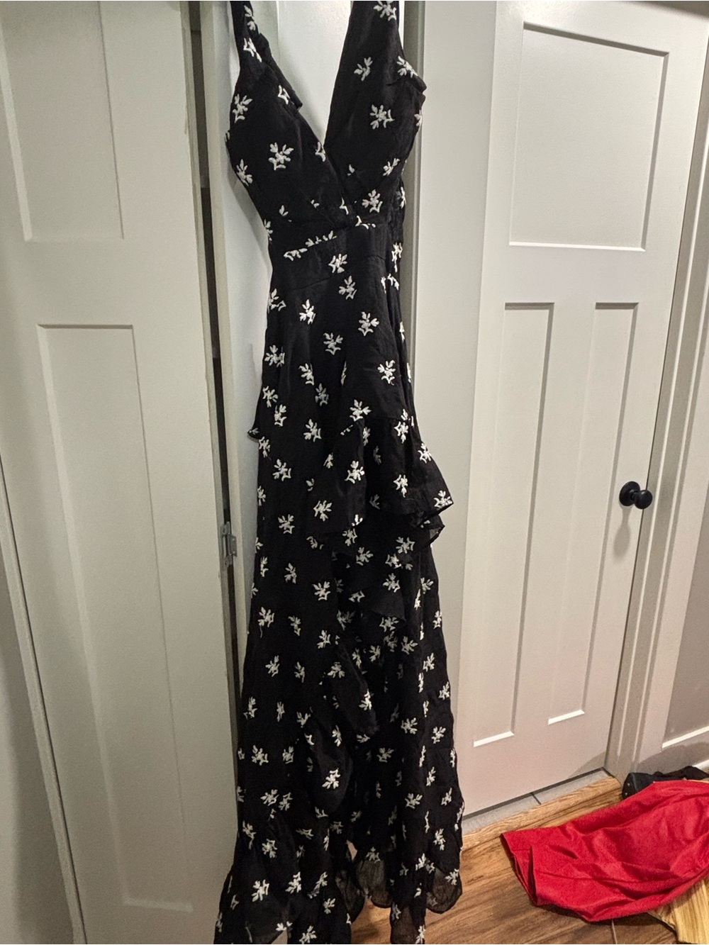Vici Black Maxi Dress with White Floral Print